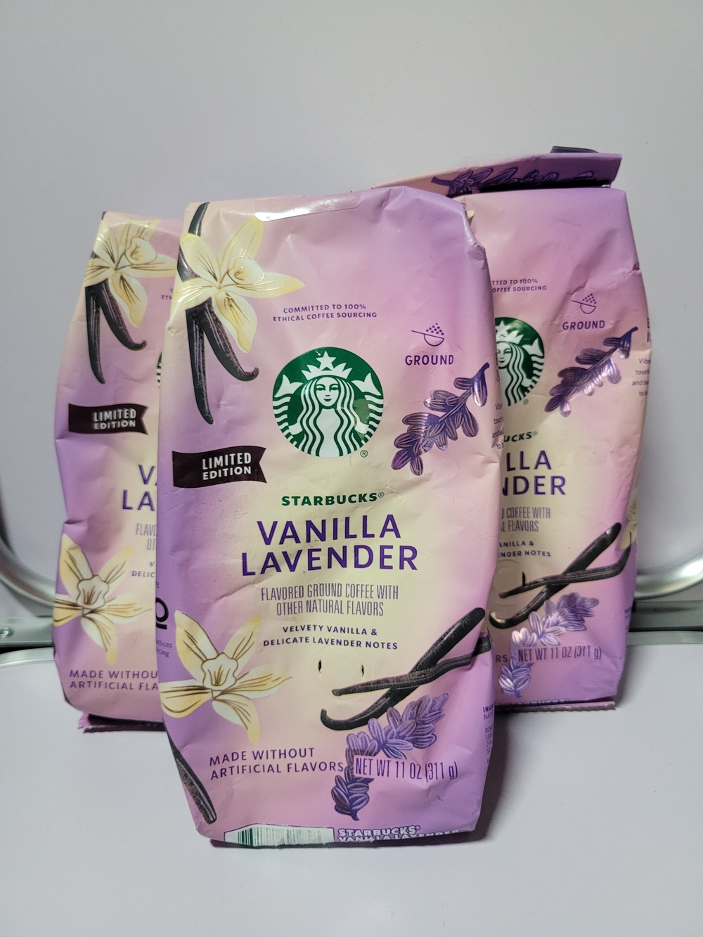 Starbucks Vanilla Lavender Ground Coffee - Lavender and Cream Packaging